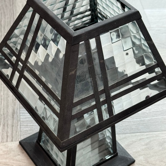 PartyLite Black Metal Glass Lantern Outdoor Candle Holder Mission Style Retired - Picture 3 of 8
